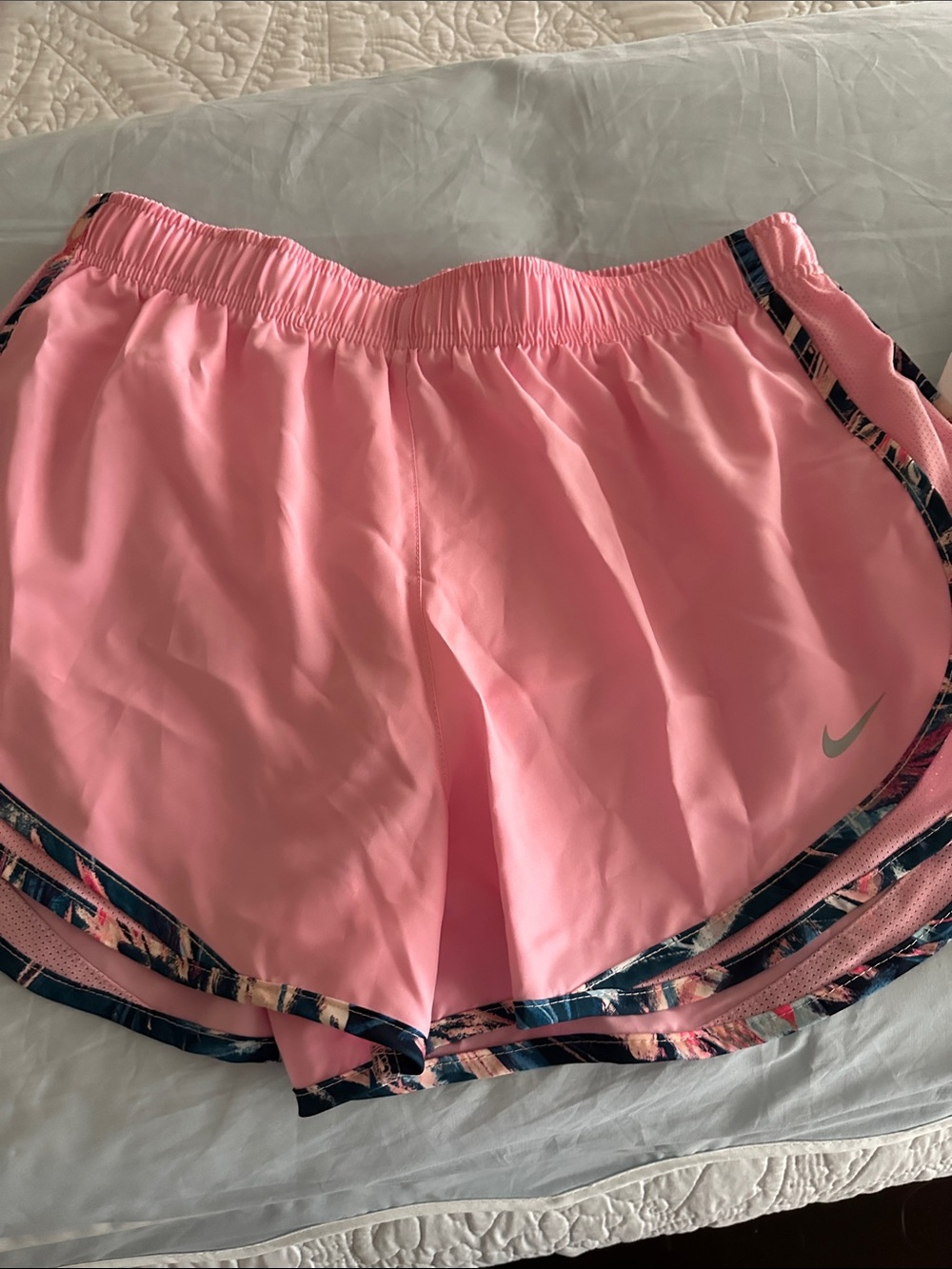 Nike womens Floral Black-White, Pink, and White Athletic Shorts Trio - Picture 4 of 7